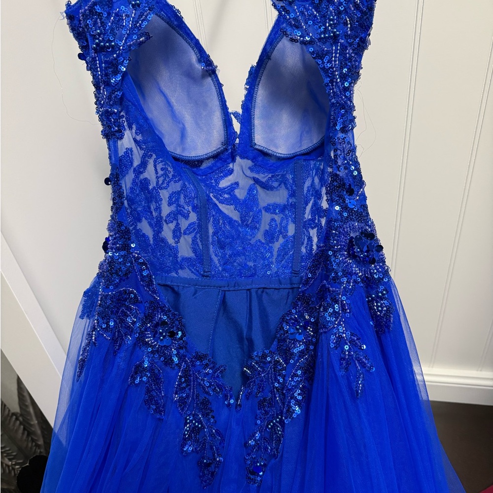 Stunning Blue Sequin Prom Dress - Picture 4 of 8